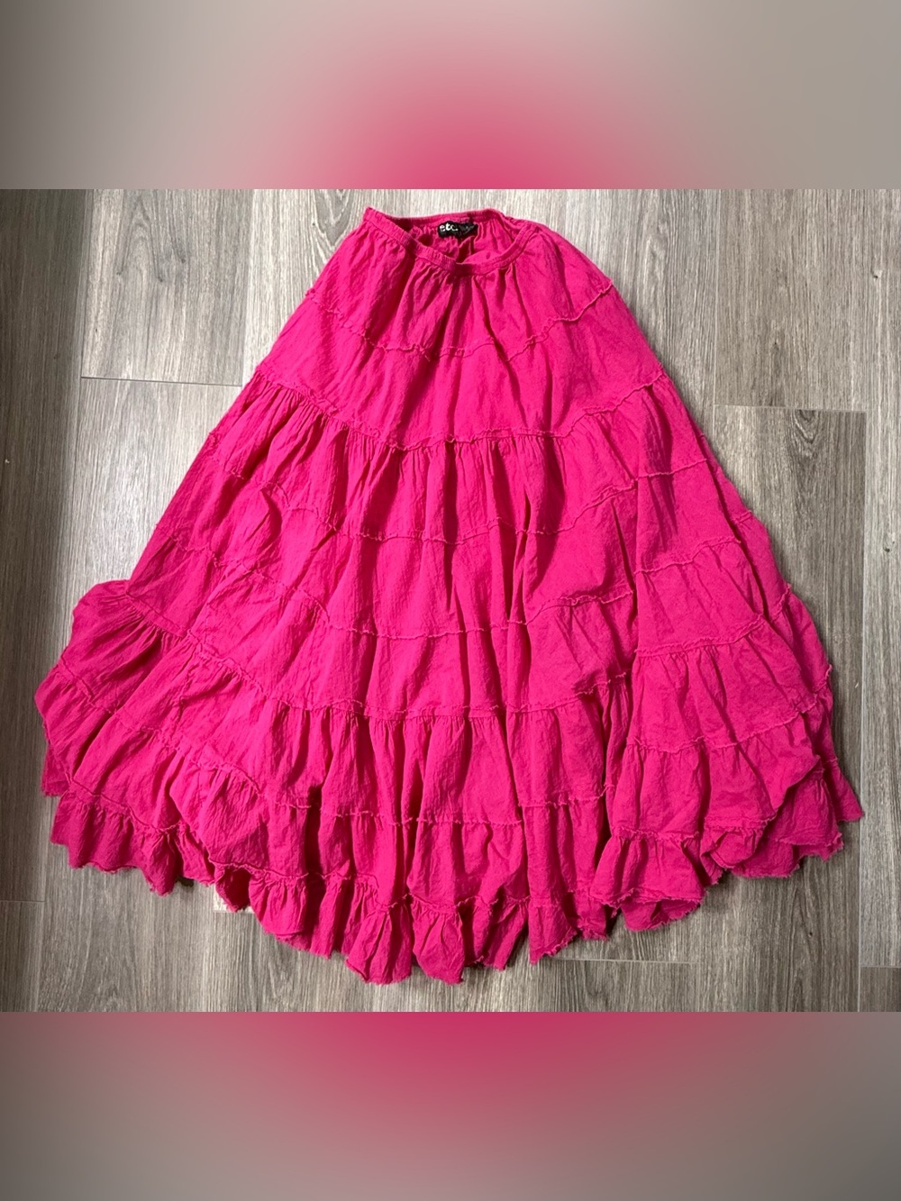 Etc. Hot Pink Tiered Ruffle Maxi Skirt | Size S | Boho Cottagecore Prairie